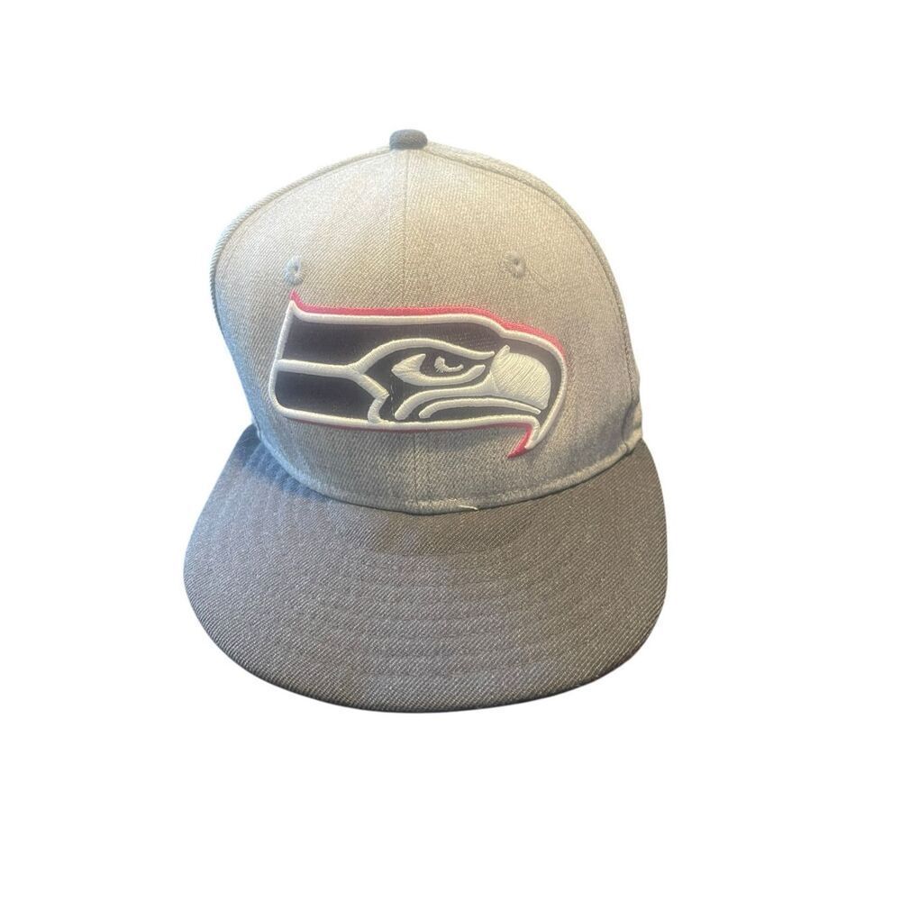 New Era Gray Black Embroidered Seattle Seahawks NFL 59Fifty Hat Cap Size 7